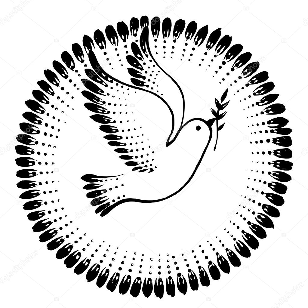 silhouette of a flying dove peace