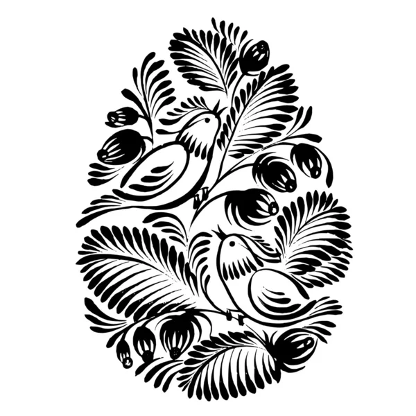 Silueta floral decorativa Huevo de Pascua — Vector de stock