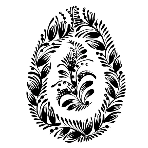 Silueta floral decorativa Huevo de Pascua — Vector de stock