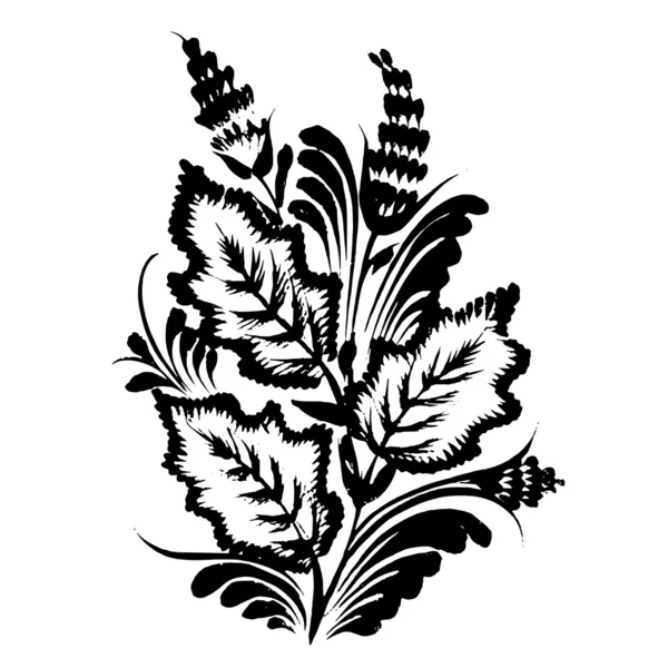 Silueta floral decorativa — Vector de stock