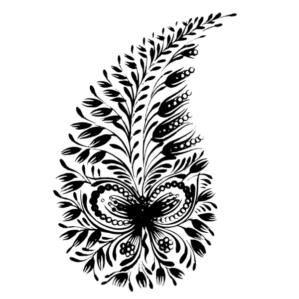 Silhouette décorative d'un paisley floral — Image vectorielle