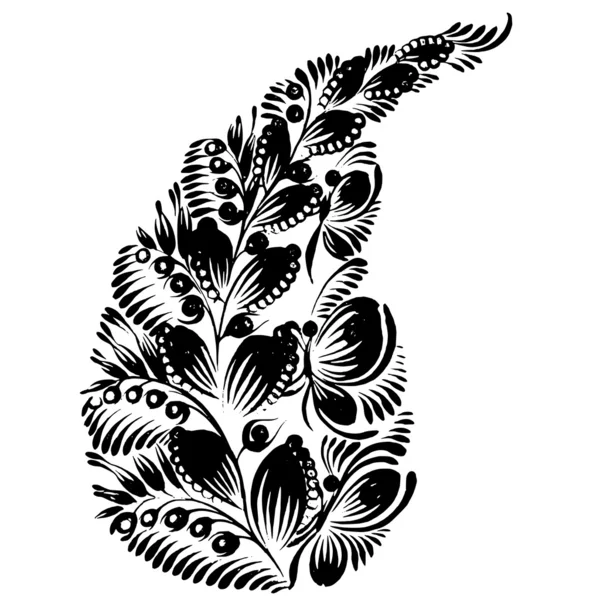 Silhueta decorativa de um paisley floral — Vetor de Stock