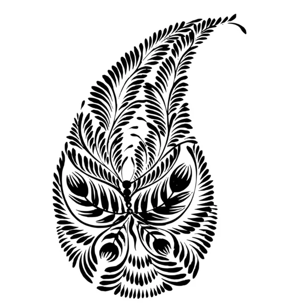 Dekorativa silhuetten av en blommig paisley — Stock vektor