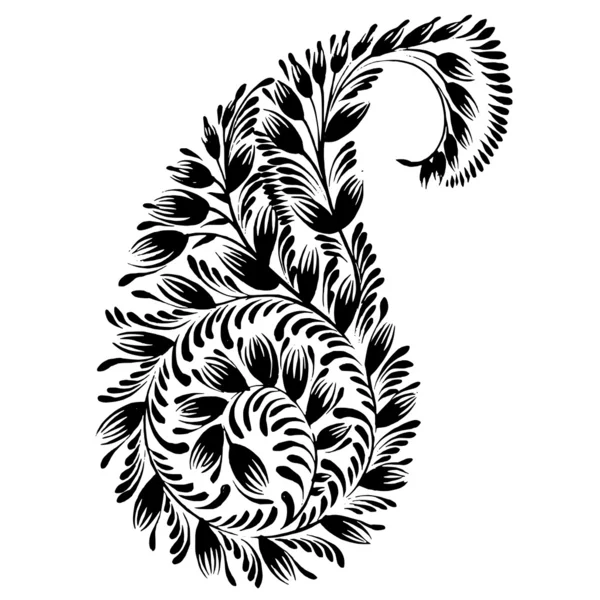 Dekorativní silueta květinové paisley — Stockový vektor