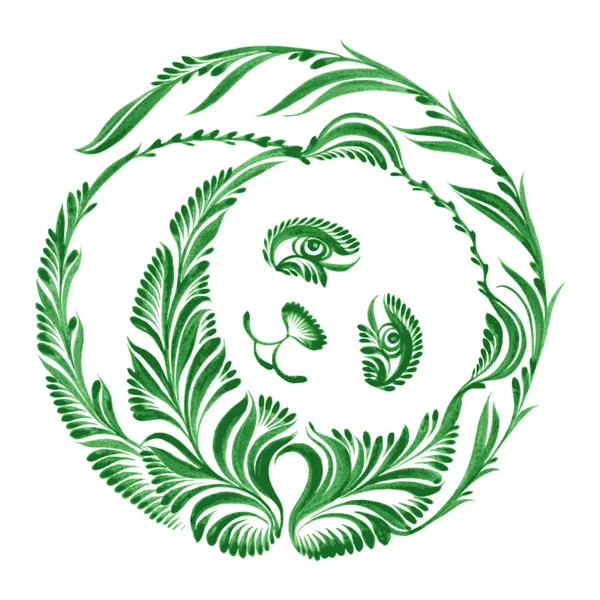 Blommig dekorativ prydnad panda — Stock vektor