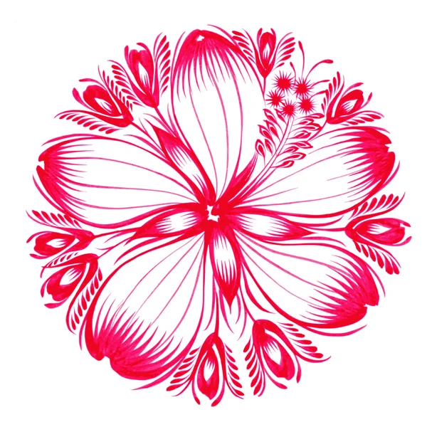 Floral decoratieve sieraad rode hibiscus — Stockvector
