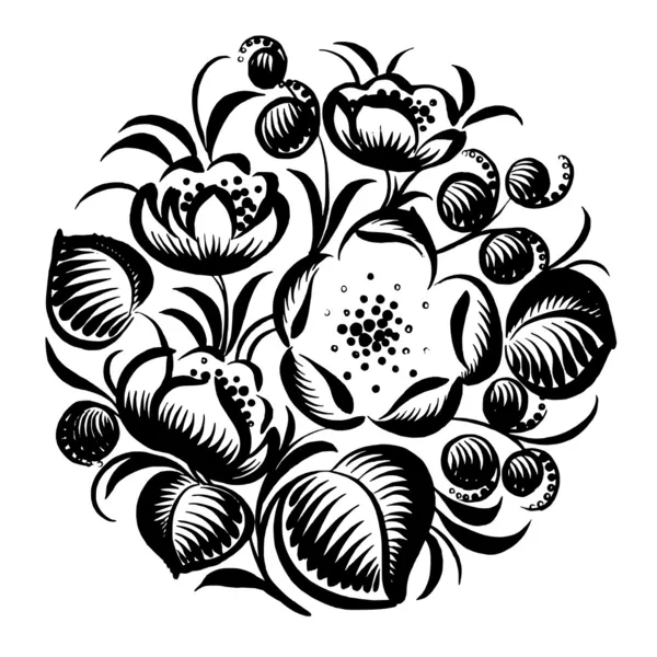 Silhouette décorative cercle floral — Image vectorielle