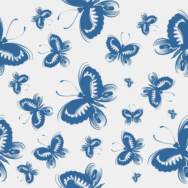 Seamless floral pattern butterfly — Stock Vector