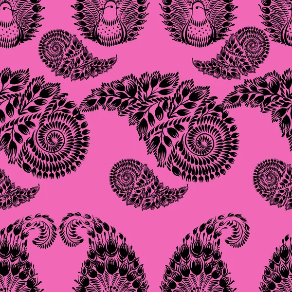 Patrón sin costuras paisley pavo real — Vector de stock