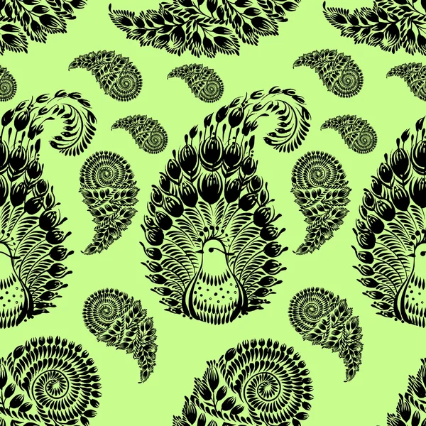 Naadloze patroon paisley peacock — Stockvector