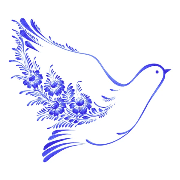 Květinové dekorativní ornament holubice míru — Stockový vektor