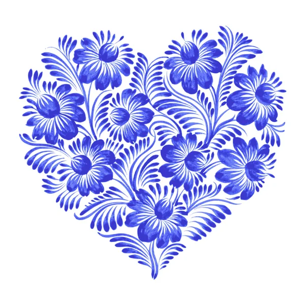 花の装飾的な飾りの心臓 — ストックベクタ