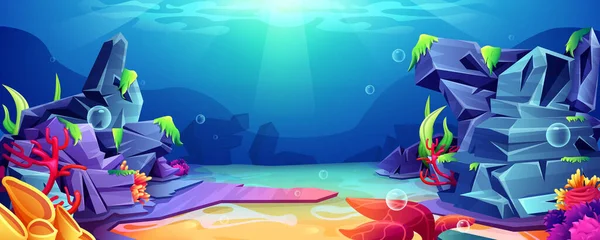 Koraalrif oceaan onderwater cartoon achtergrond — Stockvector