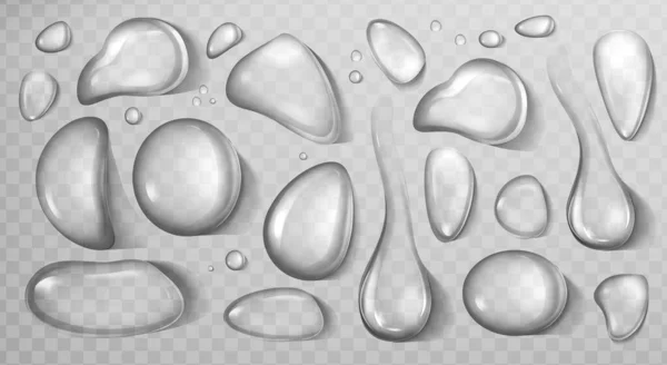 Gouttes d'eau fraîche pure réalistes différentes formes — Image vectorielle