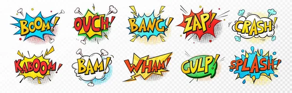 Pop art comic message speech bubbles, fun cloud dialog — Stock Vector