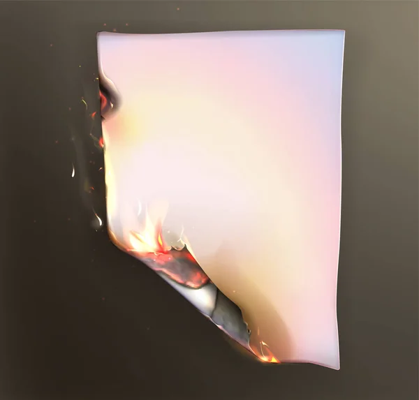 Feuille Déchirée Brûlée Réaliste Avec Bordures Brûlées Papier Sulfureux Page — Image vectorielle