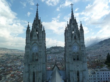 The Basilica of the National Vow (Spanish: Basílica del Voto Nacional), Quito, Ecuador. It is sometimes also called the Catedral Consagración de Jesús or the Basílica de San Juan.