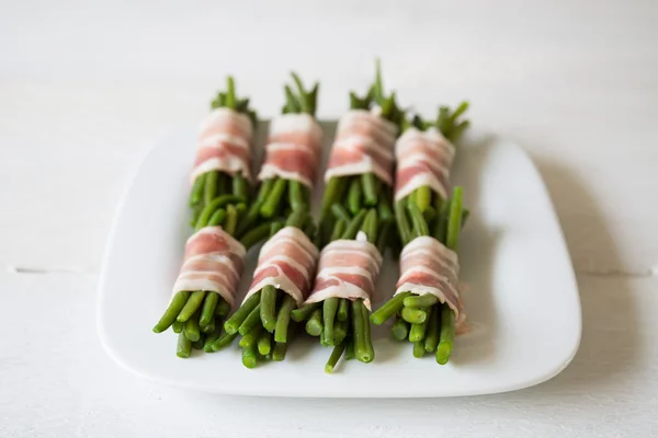 Fagioli con pancetta — Foto Stock