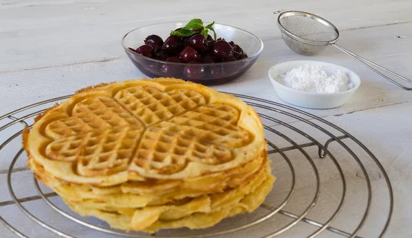 Stacked homemade waffles — Stock Photo, Image