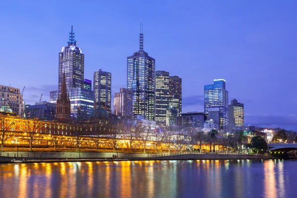 Melbourne Skyline al anochecer — Foto de Stock