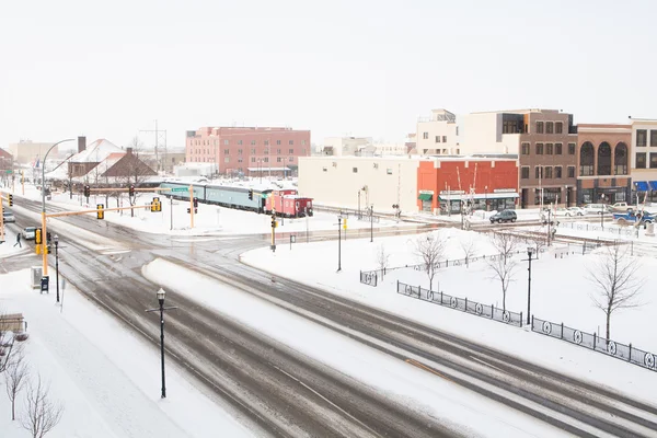 Downtown fargo in de winter — Stockfoto