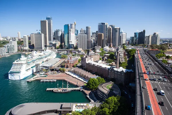 Sydney siluetu od harbour bridge — Stock fotografie