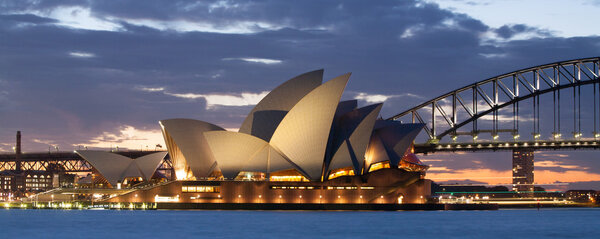 Sydney Opera House and Bridge at Dusk