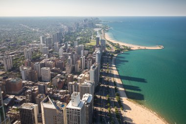 Chicago skyline karşı lincoln park