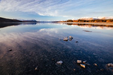 Yeni Zelanda 'da Tekapo Gölü Günbatımı