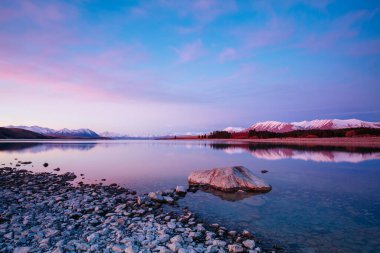 Yeni Zelanda 'da Tekapo Gölü Günbatımı