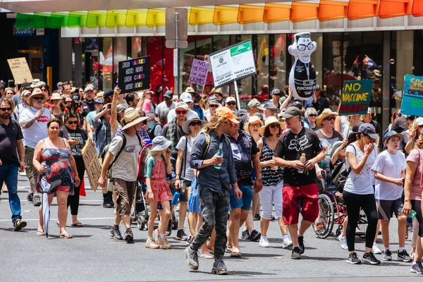 Αυστραλιανή διαδήλωση κατά των υποχρεωτικών εμβολίων COVID-19 — Φωτογραφία Αρχείου