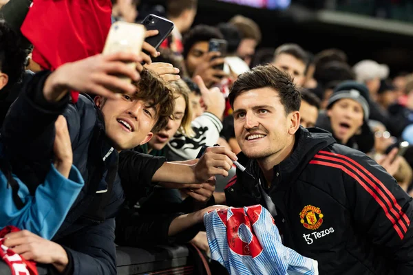 Melbourne Australia July Harry Maguire Manchester United Meets Fans Playing — Stockfoto