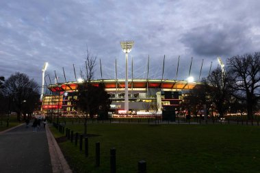 MELBOURNE, AUSTRALIA - 15 Temmuz 2022 tarihinde MCG 'de oynanan sezon öncesi dostluk maçında Melbourne Victory Manchester United ile oynadı.
