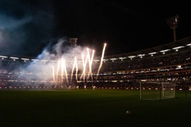 MELBOURNE, AUSTRALIA - 15 Temmuz 2022 tarihinde MCG 'de oynanan sezon öncesi dostluk maçında Melbourne Victory Manchester United ile oynadı.