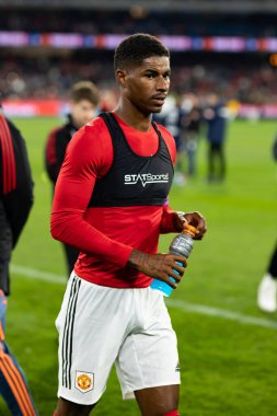 MELBOURNE, AUSTRALIA - 15 Temmuz 2022 tarihinde MCG 'de oynanan sezon öncesi dostluk maçında Manchester United' tan Marcus Rashford