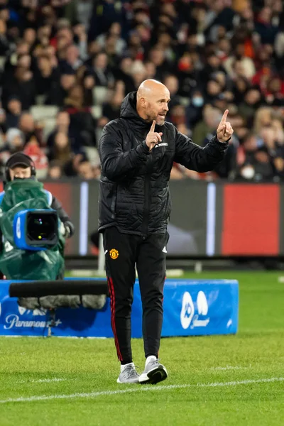 Melbourne Australia July Erik Ten Hag Shouts Commands Melbourne Victory — Foto Stock