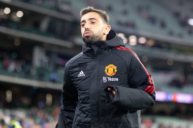 MELBOURNE, AUSTRALIA - 19 Temmuz 2022 tarihinde MCG 'de oynanan sezon öncesi dostluk maçında Manchester United' tan Bruno Fernandes 'i yendi.