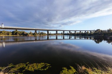 The famous Westgate park known for its occasional pink salt lake in Port Melbourne, Melbourne, Victoria, Australia
