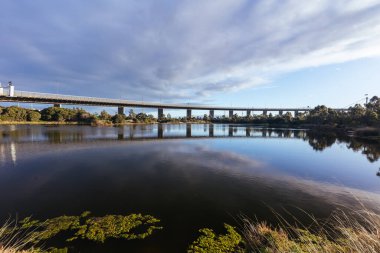 The famous Westgate park known for its occasional pink salt lake in Port Melbourne, Melbourne, Victoria, Australia