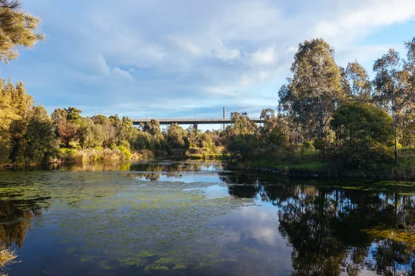 The famous Westgate park known for its occasional pink salt lake in Port Melbourne, Melbourne, Victoria, Australia