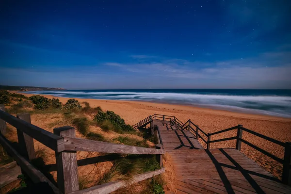 Idyllic Number Sixteen Beach Moon Rising Sunset Rye Victoria Australia — Stockfoto