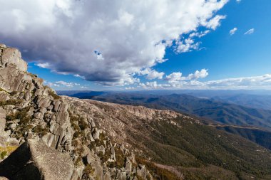 Views at the Horn Hut and picnic area on Mt Buffalo on a summers afternoon in the Victorian Alps, Australia