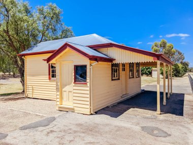GLENROWAN, AUSTRALIA- DECEMBER 27 2021: The historic town of Glenrowan and its historic precinct, famous for its Kelly Gang history on a warm summers day in Victoria, Australia