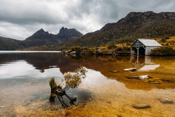 Dove Lake Cradle Mountain Cool Stormy Spring Afternoon Sunset Cradle — Φωτογραφία Αρχείου
