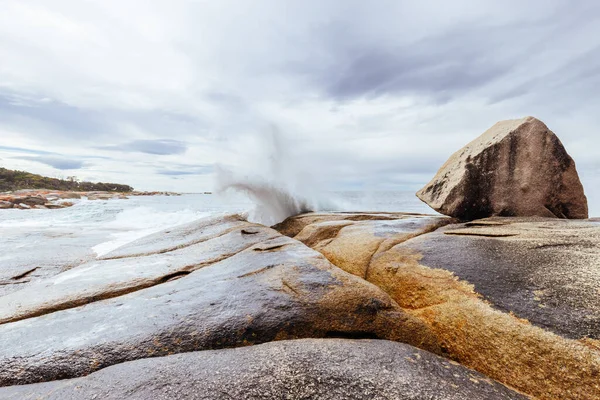 Famoso Bicheno Blowhole Que Una Atracción Turística Popular Cerca Bahía — Foto de Stock