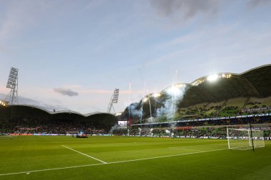 MELBOURNE, AUSTRALIA - 15 Ekim 2022 'de AAMI Park' ta oynanan 2022-2023 Isuze UTE A-League sezonunun ikinci turunda Melbourne Victory Batı Sydney Wanderers ile oynadı.