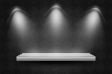 siyah doku sahne veya spotlight ve boş raf arka plan