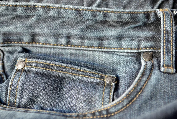 Blue jeans pocket close up. — Stock Photo, Image