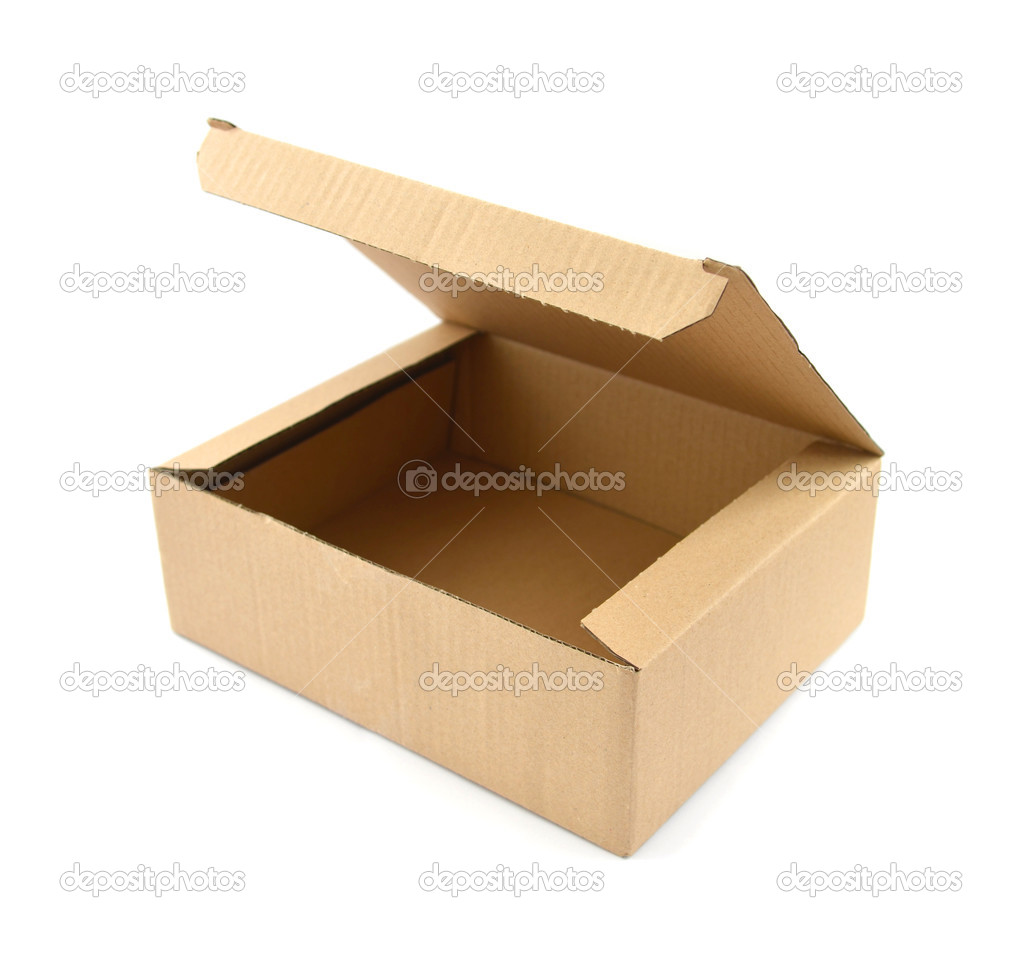Open Cardboard box on white with clipping path