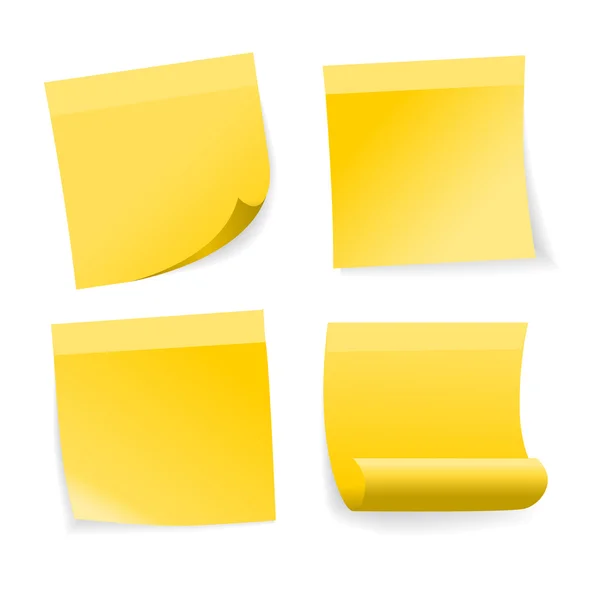 Yellow note set on white background, vector. — Stock Vector